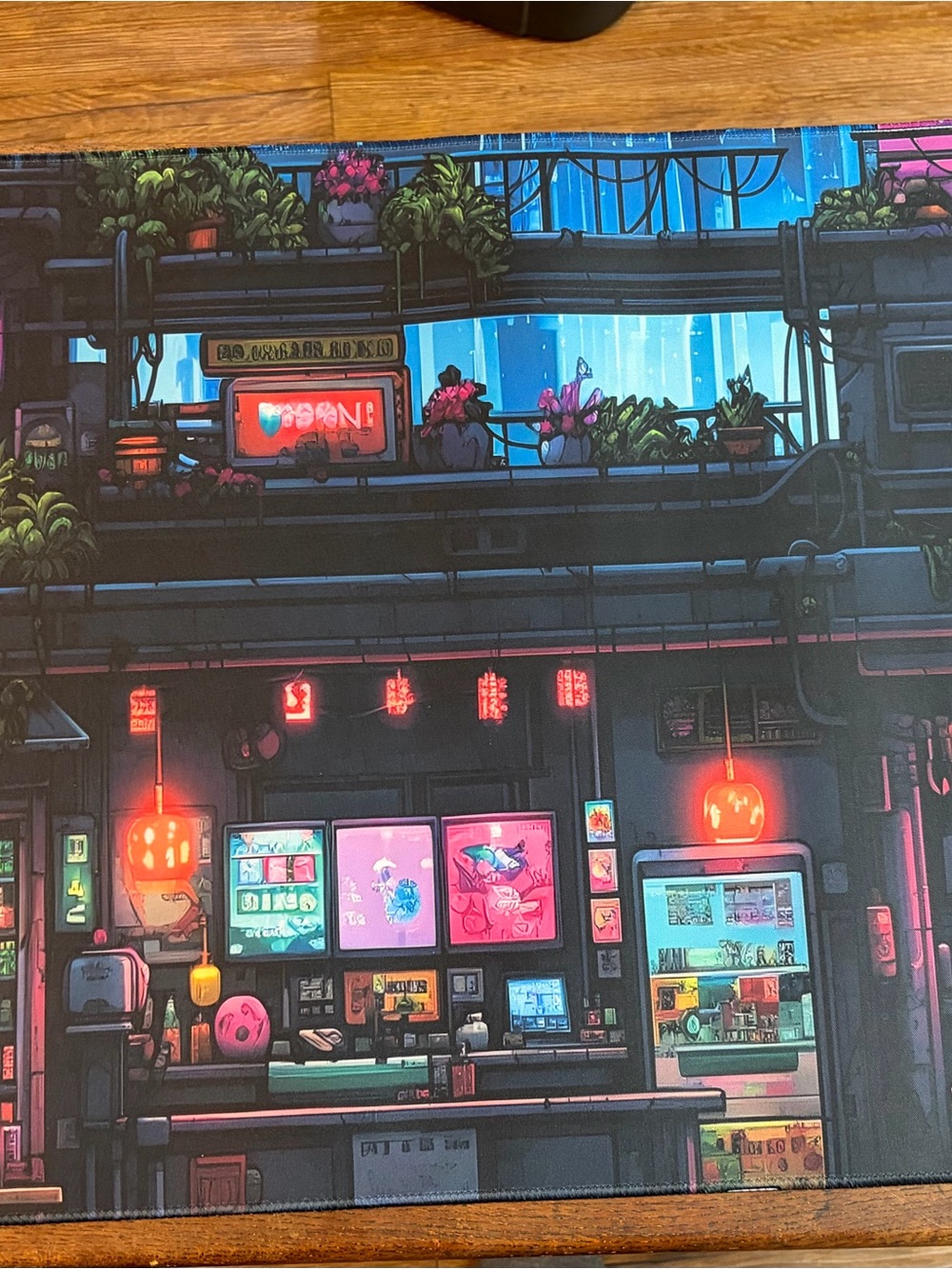 Neon Cybercity Oversized Mouse Pad 31x16